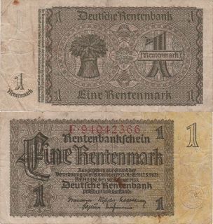 GERMANY WEIMAR REPUBLIC 1 RENTENMARK 1937 P.173b 8 DIG