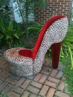 NEW*** Leopard & Crush Red Handmade High Heel Shoe Chair