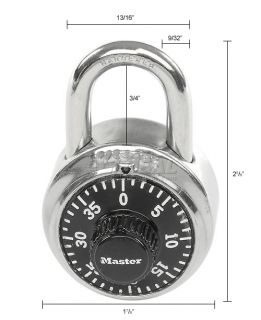 Lockers  Locks  Master Lock Combination Padlock   3/4 Shackle 