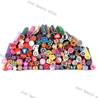   DIY 3D fruit Flower Fimo Canes Rods Nail Art tips Glitters Decorations
