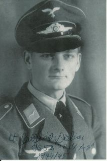 Gottfried Dulias 4x6 Signed Luftwatte Pilot World War II German Ace