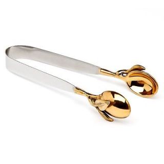 Godinger Leaf Design Brass/Silverpl​ated Ice Tongs