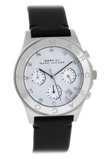 Marc Jacobs MBM1189 Watches,Womens Blade Silver Dial Black Leather 