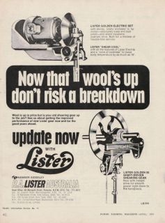 Vintage 1974 LISTER SHEARING EQUIPMENT Advertisement SHEEP