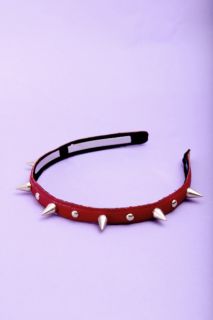 RED FAUX LEATHER WRAP ROUND STUD SPIKES HEADBAND @ Amiclubwear Girls 