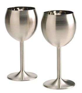 RSVP 8oz Stainless Steel Wine Glasses/Goblets Keeps Wine Cool Set of 2 