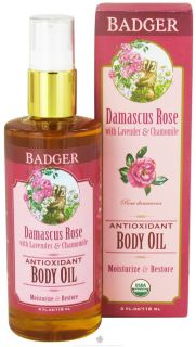 Badger   Body Oil Antioxidant Damascus Rose with Lavender & Chamomile 