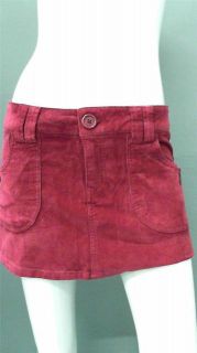 Duchesse Jeans Junior 5 Stretch Mini Micro Skirt Maroon Red Corduroy 