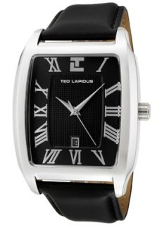 Ted Lapidus 5118402 Watches,Mens Black Textured Dial Black Leather 