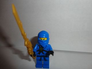 Lego Ninjago Original blue Jay minifigure with golden dragon sword of 