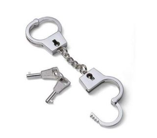 Vintage mini Handcuffs style Silver Keychain Key Ring