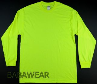 AAA High Visibility Neon Green Plain T Shirt Safety Long Sleeve BABA