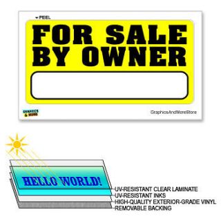 For Sale By Owner   12x6 Laminated Sign Window Business Sticker