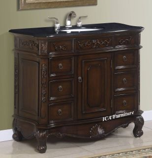 40 Single Sink Bathroom Vanity Cabinet with Granite Top #1140