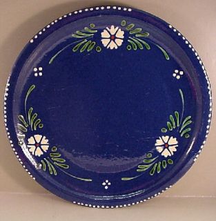 Soufflenheim Alsace France Dark Blue Yellowware 10 Dinner Plate (s 