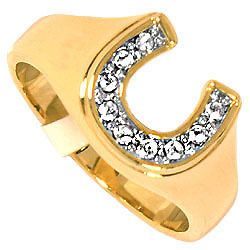 Horse Shoe Ladies Two Tone Gold Plated Ring Size 8