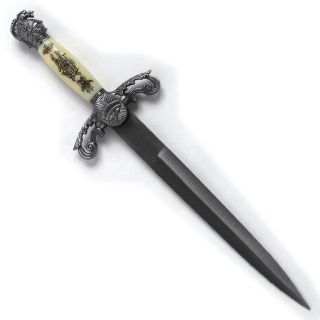 Silver Medieval Double Edged Stainless Steel Dagger 14