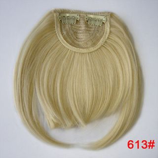 NEWLY Clip in girls bang fringe Hair extention bleach blonde #613 
