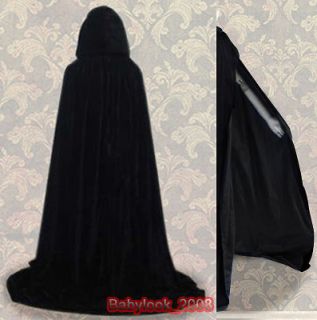 Stock  5 Colour Velvet Hooded Black Cloak Coat Red Cape Shawl 