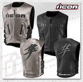 Icon Regulator Hayabusa Leather Vest Stainless 4X