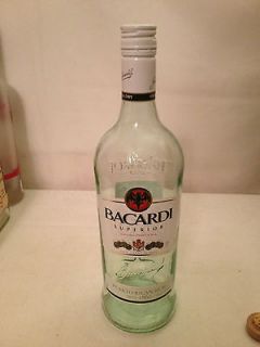 Empty decorative glass bottle / Bacardi Silver Puerto Rican Rum