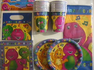 BARNEY   Birthday Party Suplly Kit Pack Set for 16 w/ Loot Bags