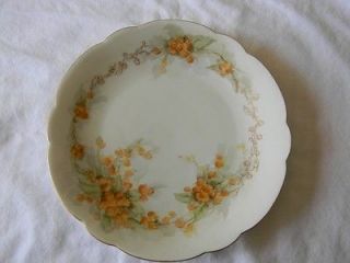 Co France China Plate Scalloped Edge Gold Rim Orange Flowers