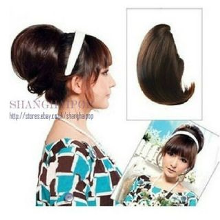 Bun Hair Extensions Clip on In Women Party Costume Updos Pony Tail 