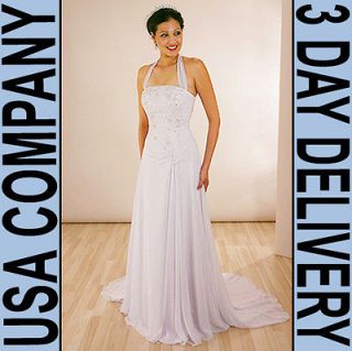 Outdoor Wedding Dress Gown Halter Corset Size 18 White FOR TALL BRIDES 