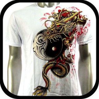 Artful Couture T Shirt Tattoo Rock Punk AW55 Sz L Art Graffiti Dragon 