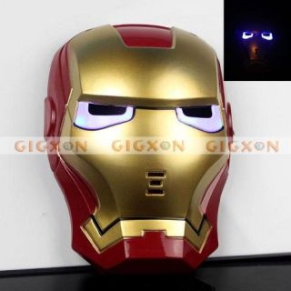 New Iron Man Ironman 2 Adult Mask Light Up Eyes Fancy Dress Up Costume 