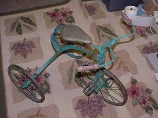 Antique Cast Iron Kids Tricycle Bike   Wood Seat & Grips   Local PU 