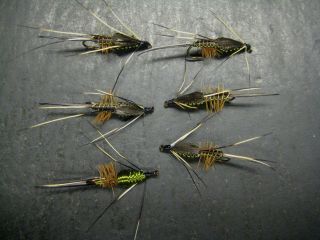 TRU   FLY HANK ROBERTS MAY FLY WOVEN BODY OLIVE #14 FISHING FLIES 