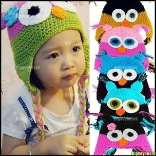 Lovely Colorful Knitted Owl Beanie Baby Toddler Child Handmade Hat Cap