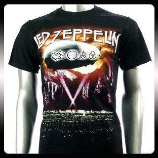 Led Zeppelin Heavy Metal Rock Punk Men T shirt Sz L Biker LE5