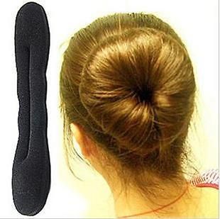 J22 2 pcs Sponge Hair Curler Bun Updo Style Roller Tool black (2 IN 1)