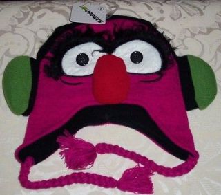 The Muppets ANIMAL FACE 3D Knit Buttons Faux Fur LAPLANDER Adult Hat
