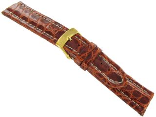   BROS Genuine Crocodile Glossy High Quality Tan Havana Brown Watch Band