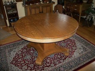 SALE! Vintage Antique 4 Ft Round Oak Pedestal Table W/Leaf Excellent 