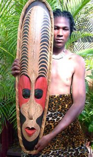 40 wood African Safari ZULU WARRIOR style tiki mask