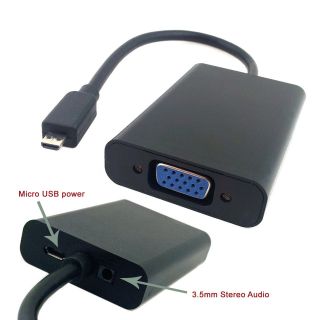 Micro hdmi to VGA output projector monitor adapter with Power & Audio 