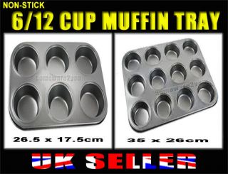 NON STICK 12 6 HOLE DEEP CUP MUFFIN TRAY BAKING COOK PAN OVEN TIN 