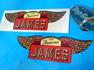 THE FAMOUS JAMES Classic Vintage Retro Motorcycle Stickers Decals 