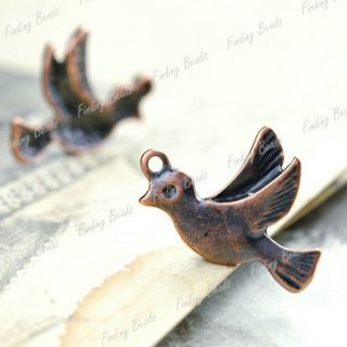 wholesale cheap vintage Antique Copper Bird Charms Pendants fit 