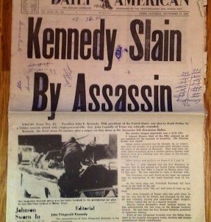 kennedy assassination newspaper in Historical Memorabilia