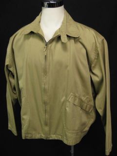Vintage Willis & Geiger Khaki Cotton Twill Mens Bomber Jacket Coat 