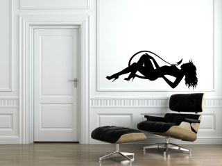 Sexy Horney Devil Woman/Lady Laying Seductive Vinyl Wall Art Decal 