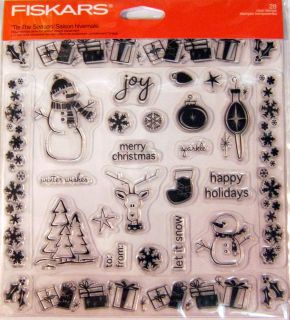 Fiskars Tis the Season Clear Acrylic Stamps Scrapbooking Christmas 