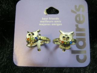   friends silver tone owl rings BFF jewelry friendship rings wisdom hoot