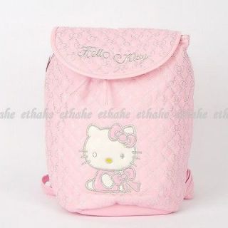 Hello Kitty Leather Like Backpack Rucksack School Book Bag Pink SEDX